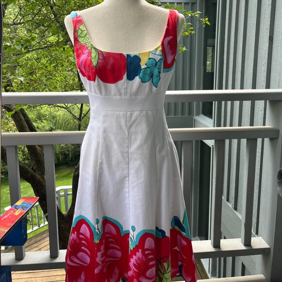 Nine West Cocktail Dress - Size 4 (97% cotton) - A Line Square Sleeveless - Picture 1 of 4
